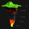 Earth structure isolated on black. Crust, upper mantle, lower , outer core and inner . cutaway. Layered .