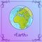 Earth. Stylized illustration of Earth in hand drawing style. The symbols of astrology and astronomy