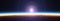 Earth sunrise from space over cloudy ocean. 3d rendering