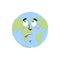 Earth surprise Emoji. Planet amaze emotion isolated