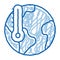 earth temperature doodle icon hand drawn illustration
