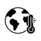 Earth and Thermometer Global Climate Change Problem Silhouette Icon. Planet Heat Temperature Danger Ecological Glyph