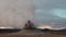 Earth, volcanic activity, Geothermal area , fumaroles volcanic boiling mud pots, Iceland. Smoke on the ground. Global