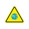 Earth Warning sign yellow. Planet Hazard attention symbol. Danger road sign triangle universe