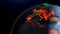 Earth wildfire view from space rotation day to night skyline. Greenhouse gas effect. Realistic 3d rendering animation. elements of