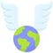 Earth with Wings icon, Earth Day related vector