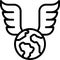Earth with Wings icon, Earth Day related vector