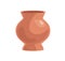 Earthen vase with wide neck. Brown clay vessel. Pottery object. Realistic empty pot. Decorative crock. Colored flat