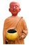 Earthenware of child monk isolated