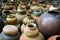 Earthenware handmade old clay pots in Thailand