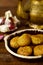 Earthenware plate with falafel