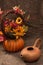 Earthenware teapot with a decorative pumpkin