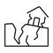 Earthquake broken house line style icon. Earthquake Insurance outline vector illustration
