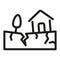 Earthquake broken house line style icon. Earthquake Insurance outline vector illustration