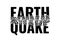 Earthquake broken word split fragments. Seismic ground vibration and damaged concrete destruction symbol. Earth quake