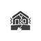 Earthquake damaged house vector icon