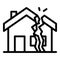 Earthquake destroyed house icon, outline style