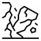 Earthquake rockfall icon, outline style