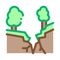 Earthquake rupture of forest icon vector outline illustration