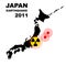 Earthquake and tsunami on Japan island, illustrati