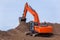 Earthworks Construction Operating Excavator Machine