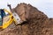 Earthworks Operating Dozer Machine Scoop Sand