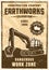 Earthworks vector vintage poster with excavator