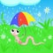 Earthworm under an umbrella - vector illustration, eps