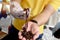 Earthworms on gardener hand, earthworm in dirt for organic fertilizer farming, raising worm composting from cow dung or waste