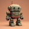 Earthy-colored 3d Rendering Of A Classic Military Robot With Famicom-inspired Design