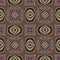 Earthy colours retro sixties geometric seamless pattern in variegated brown tones. Modern vintage geo woven textile