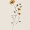 Earthy Elegance: Vibrant Minimalist Flowers in Stick-and-Poke Style. AI Generated