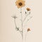 Earthy Elegance: Vibrant Minimalist Flowers in Stick-and-Poke Style. AI Generated