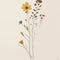 Earthy Elegance: Vibrant Minimalist Flowers in Stick-and-Poke Style. AI Generated