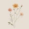 Earthy Elegance: Vibrant Minimalist Flowers in Stick-and-Poke Style. AI Generated