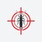 Earwig icon red target. Insect pest control sign
