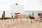 Easel in the beach