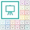 Easel with blank canvas flat color icons with quadrant frames