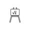 an easel and a mathematical equation icon. Element of education icon for mobile concept and web apps. Thin line an easel and a