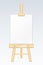 Easel, painting desk, drawing board with blank white canvas vector illustration