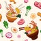 Easily modifiable vector elements of japanese food seamless pattern
