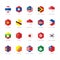 East Asia and South East Asia Flag Icons. Hexagon Flat Design.