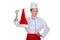 East chef holding chopsticks Santa hat