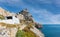 The east coast of the British peninsula of Gibraltar with ships at sea.