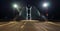 The East Dock Bridge, OsthafenbrÃ¼cke, at night in Frankfurt, Ge