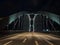 The East Dock Bridge, OsthafenbrÃ¼cke, at night in Frankfurt, Ge