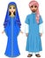 East fairy tale. Animation portrait of the Arab family in ancient clothes.