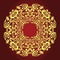 East gold ornament on a claret background