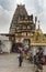 East Gopuram behind gate halfway in Virupaksha temple, Hampi, Karnataka, India
