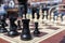 EAST GRINSTEAD, WEST SUSSEX/UK - JULY 3 : Chess Board in the Street Ready for a Game in East Grinstead on July 03, 2018